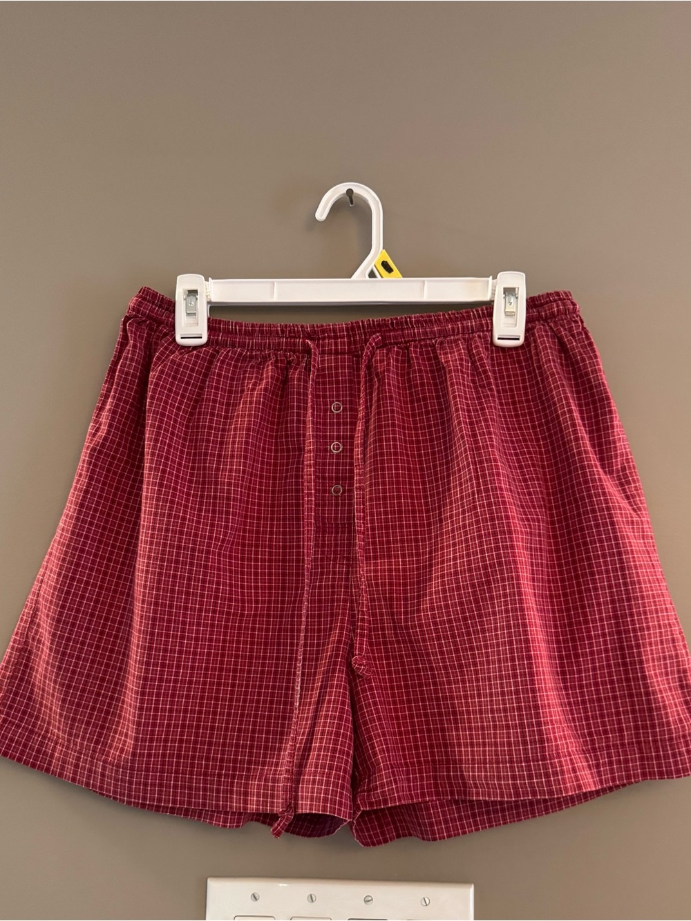 Red Plaid Cotton Sleep Shorts Boxer